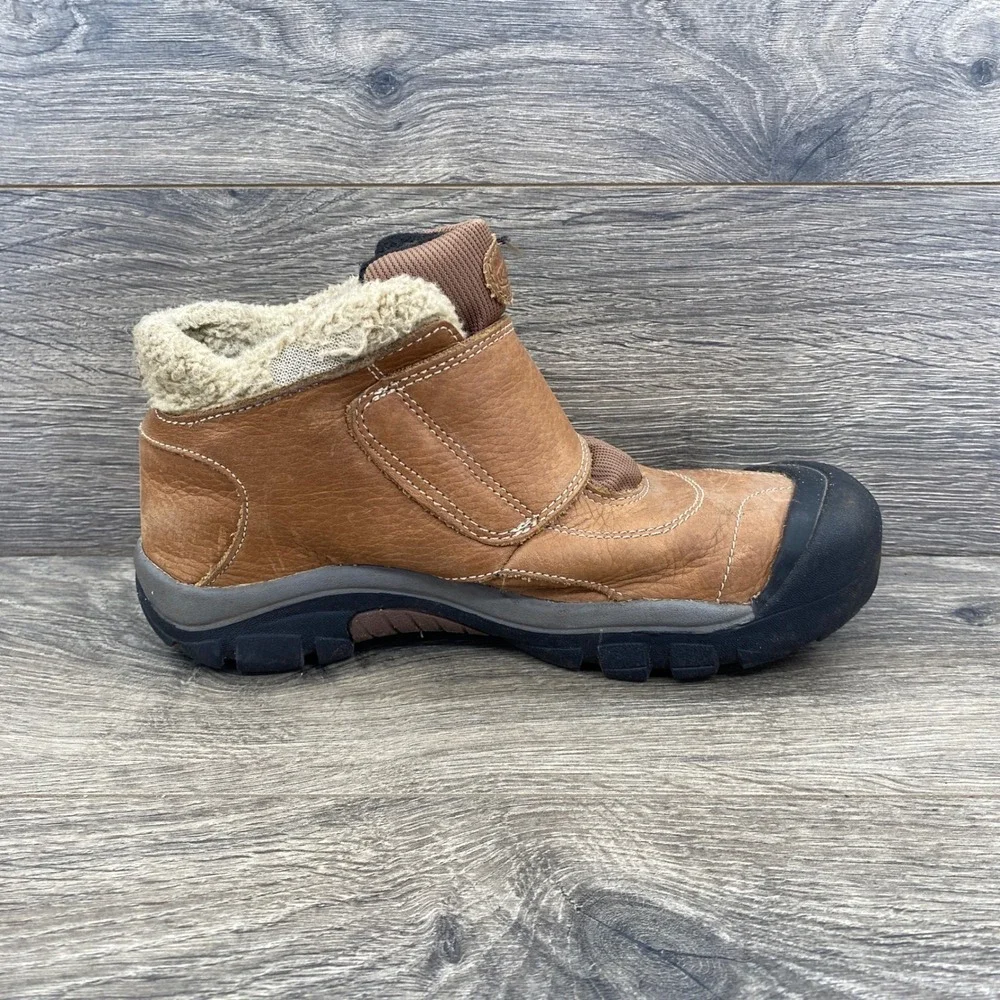 Keen Presidio Ankle Boots Youth 6Y Brown Leather Faux Shearling Hook Loop